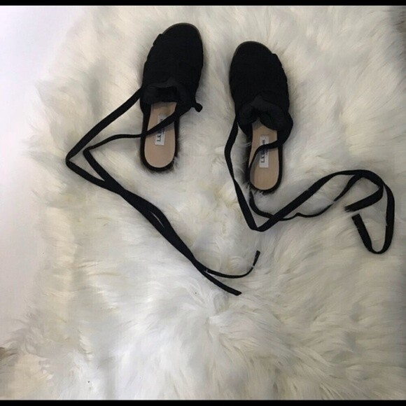 L.k. Bennett Selma Suede Bla-black Ankle wrap flat - Picture 1 of 8